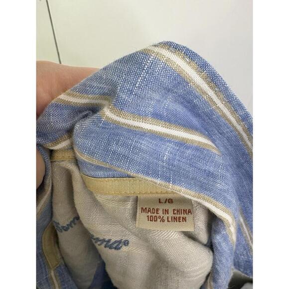 Tommy Bahama Shirt Mens Large Linen Button Up Blue Striped Travel Vacation - Picture 5 of 6